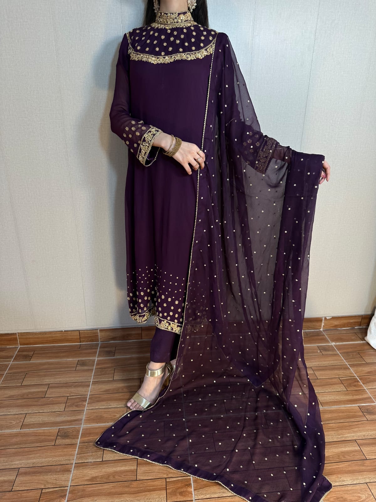 Stunning Purple Color Vichitra Silk Stitched Salwar Kameez For Party