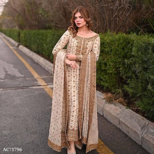 Gown in Beige by Rang-e-Haya -