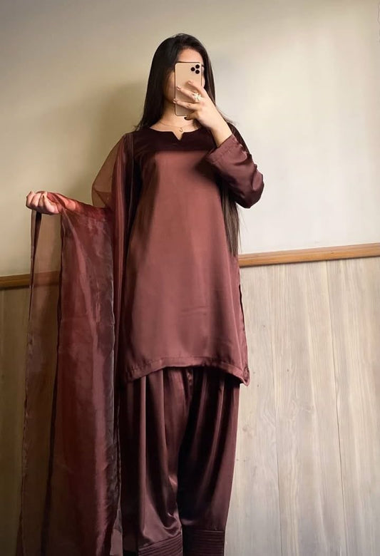 Chocolate Brown Farshi Set – Komal Rehman In stock