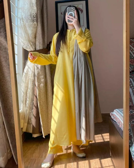 3 PIECE – SILK KARANDI MUSTARD YELLOW DRESS