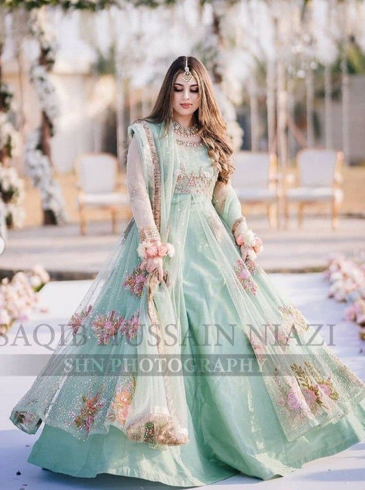 Aqua Organza Tissue Dress 790 – Pakistan Bridal Dresses