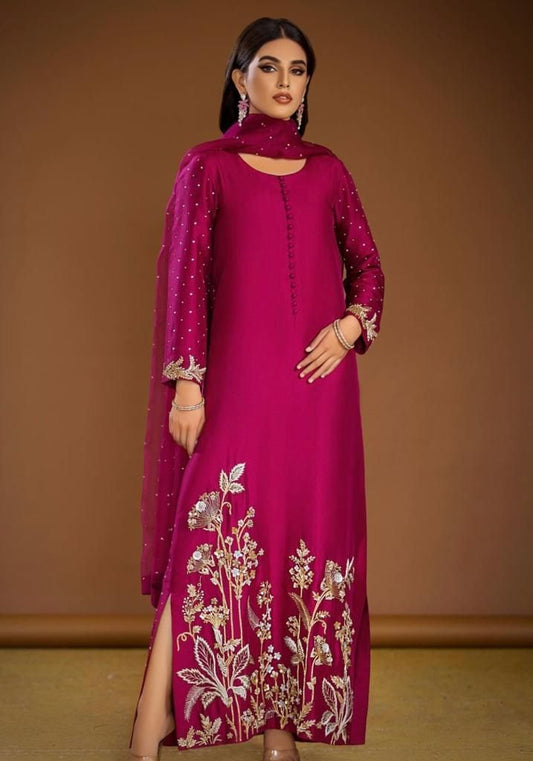 2 PIECE EMBROIDERED SILK SUIT (LUXURY-PRET) –