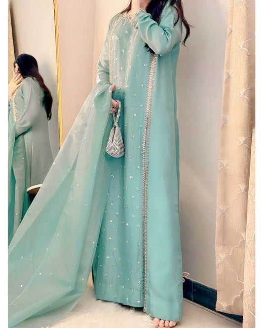 Light Green Lehanga choli Dupta Complete Dress.